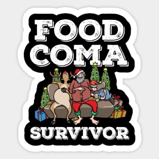 Foodie Gifts Santa Claus Food Coma Funny Christmas Pun Sticker